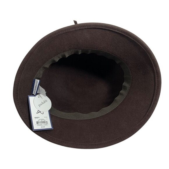 NWT Brown 100% Wool Packable Cloche Hat, Ribbon Accent + Bow By Croft & Barrow - Picture 7 of 10